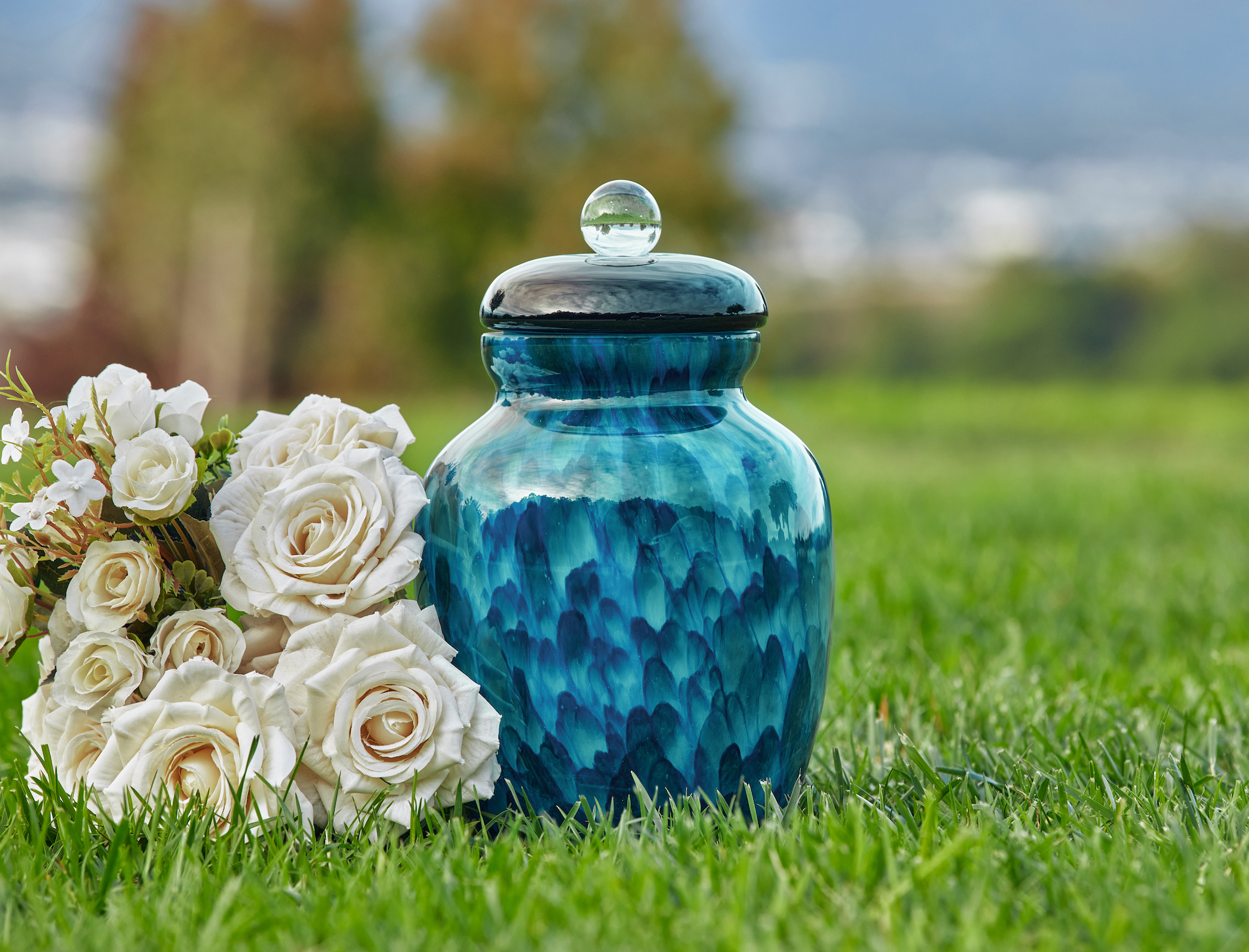 Classic Hand Blown Art Glass Urn